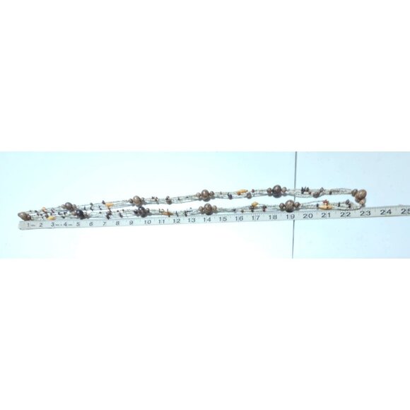 Boho Beaded Necklace Brown White Beads Multi Strand Retro Fashion Jewelry Women - Picture 4 of 5